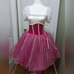 Elegant Pink and White Ballet Dress